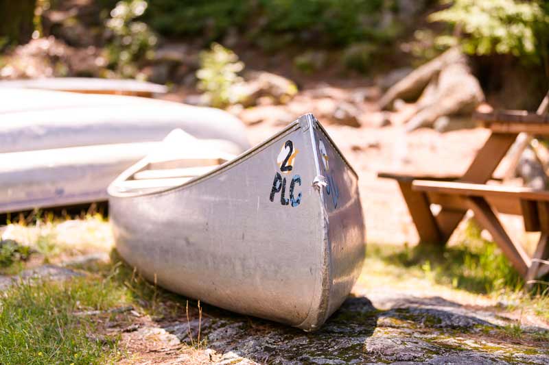 Canoe on the shore of Pyramid Lake