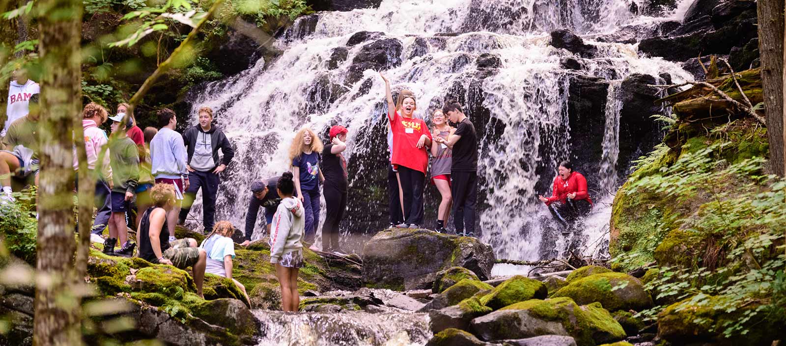 kids in the waterfall