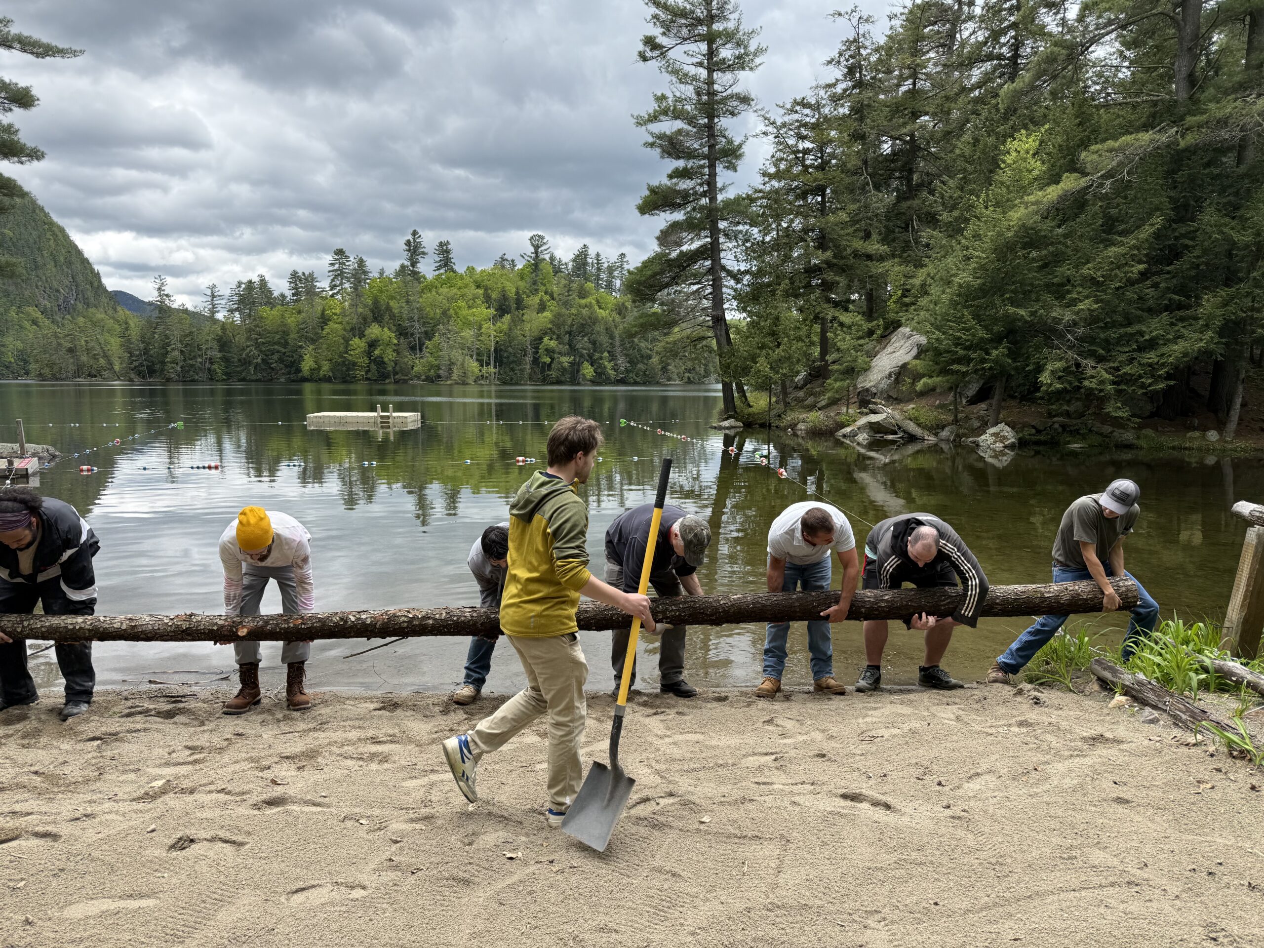 girls standing in front of pyramid lake